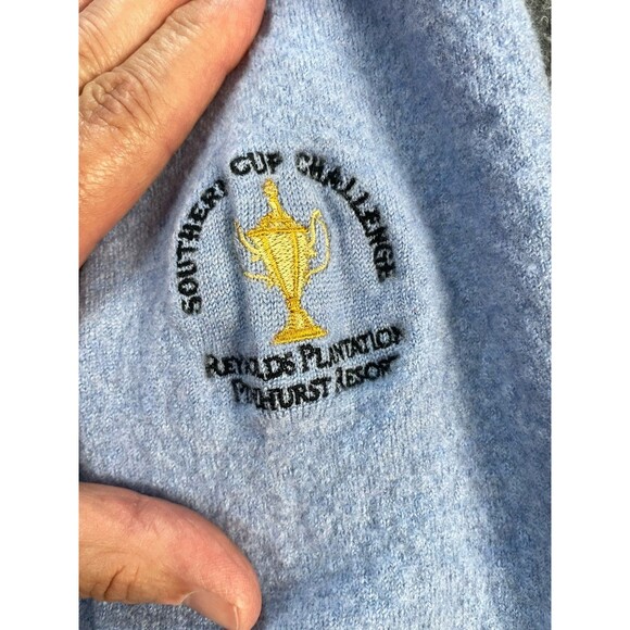 Peter Millar Sweater Womens XL Blue Merino Wool V-Neck Pinehurst Resort Golf - Picture 14 of 15